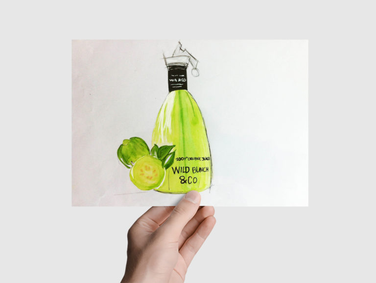 Elodie Chazalon freelance portfolio dessins d'une bouteille de jus de fruits